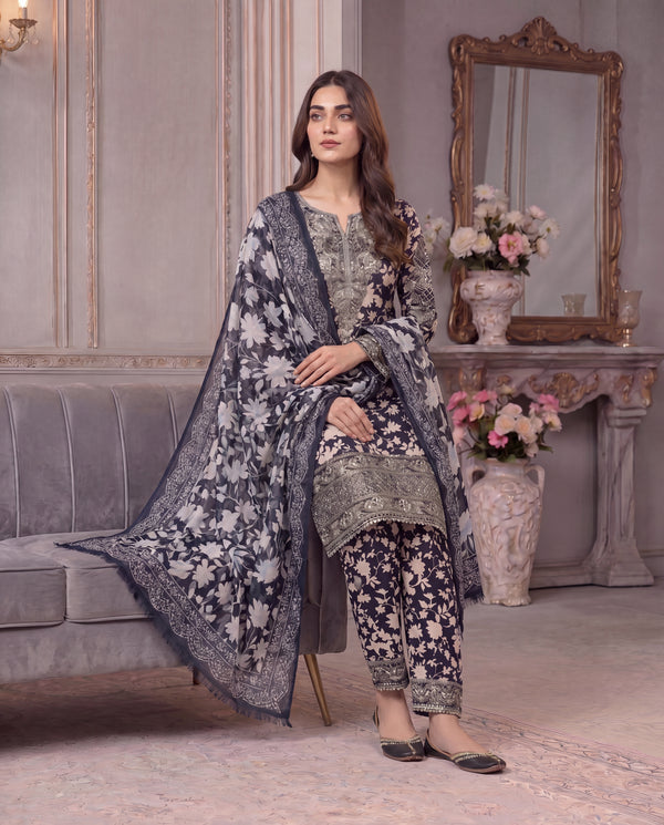 pakistani formal dresses Noir Bloom Black Embroidered 3-Piece Dress Size:12 EE Free Assembly Women’s and In Picture i have designer_9112917961